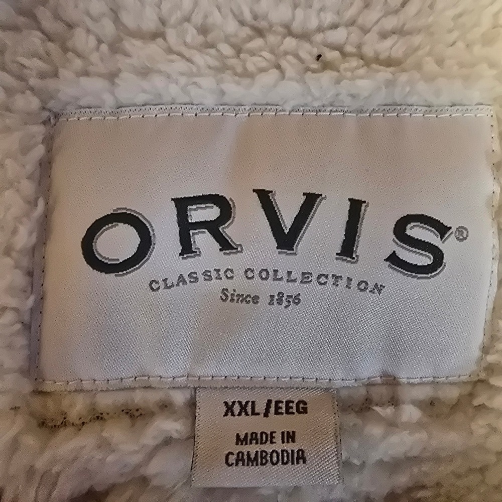Orvis Classic Collection 1/4 Zip Pullover XXL Beige Sherpa Lined Knit Sweater - Picture 5 of 16